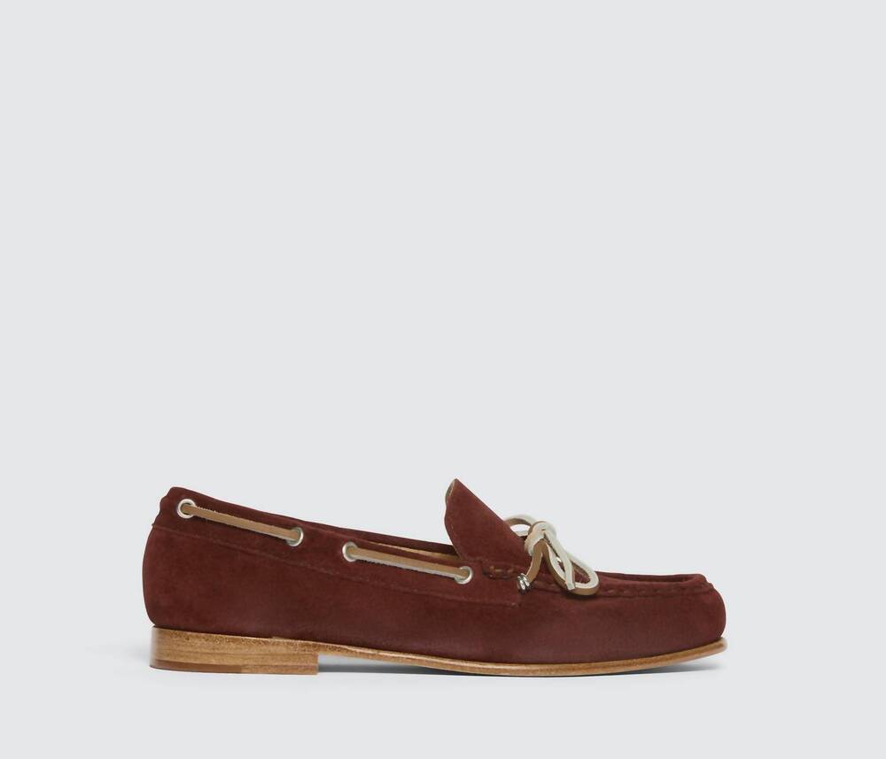 NEW FREDA SALVADOR women's morgan boat shoe in bordeaux suede